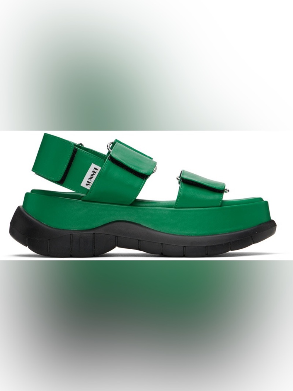 SUNNEI kelly green chunky sandals with Velcro straps